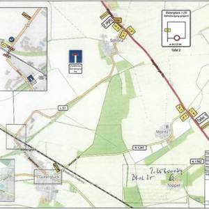 Umleitung Sperrung des Bahnübergangs zwischen Güterglück und Schora